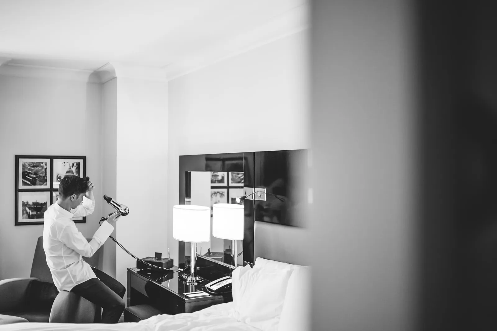 Groom getting ready