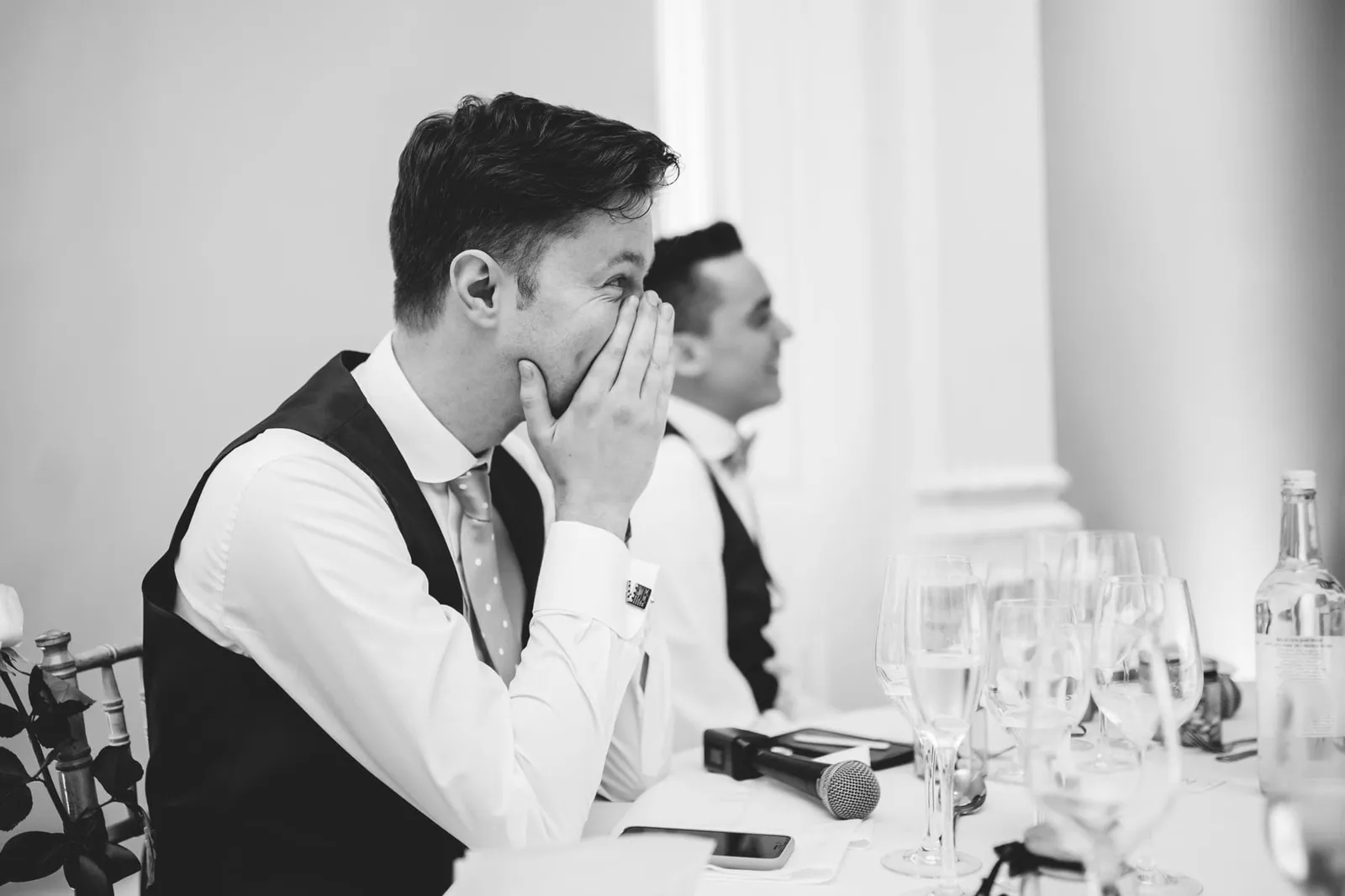 Groom's reaction to speech