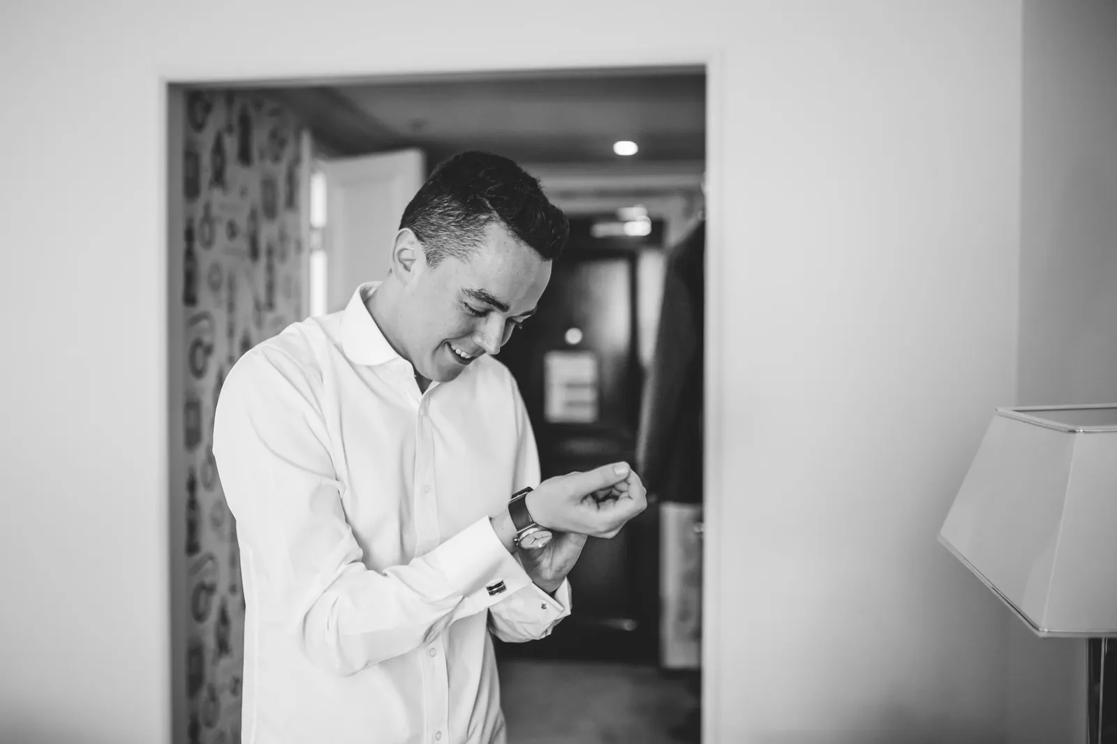 Groom getting ready