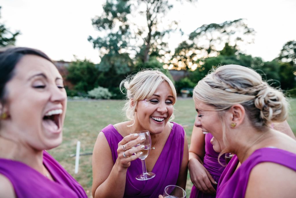 Laughing bridesmaids